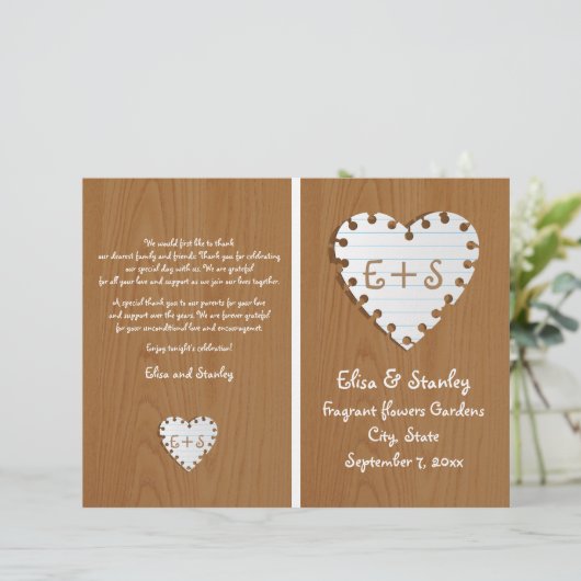 Papieren hart op het programma voor het gevouwen h (Staand voorkant)