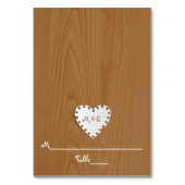 Papieren hart op hout- en monogram-bruiloft kaart (Voorkant)