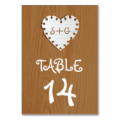 Papieren hart op hout, nummer van de monogram trou kaart (Voorkant)