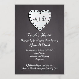 Papieren hart op krijtbord bruiloft koppels douche kaart