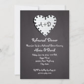 Papieren hart op krijtbord bruiloft repetitie dine kaart (Voorkant)