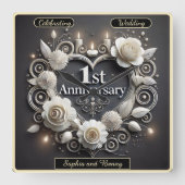 Papieren hart van liefde en elegantie vierkante klok (Voorkant)