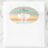 Papieren harten 1e verjaardag ovale sticker (Tas)