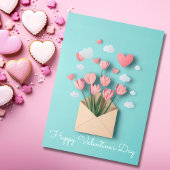 Papieren Hartjes en Bloemen Valentijns Groet Feestdagen Kaart