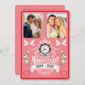 Papieren jubileum 2 Foto 1e Jubileum Uitnodiging (Voorkant / Achterkant)