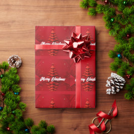 Papieren Kerstboom Rood Achtergrond Cadeaupapier