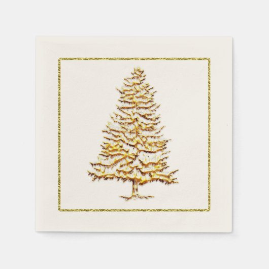 Papieren kerstinapkin goudboom en omtrek servetten (Voorkant)