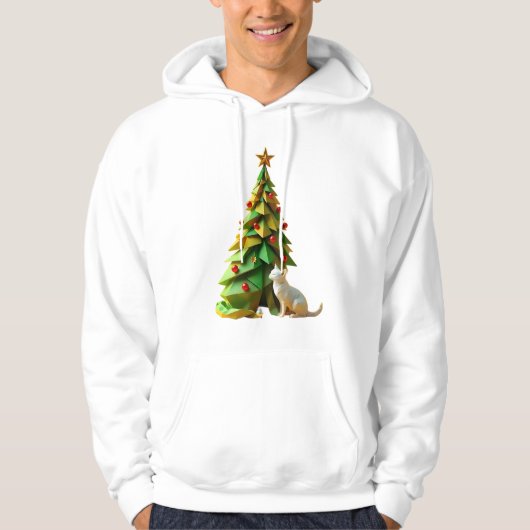 Papieren kerstkat hoodie (Voorkant)