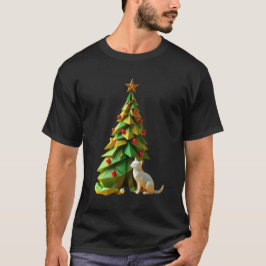 Papieren kerstkat t-shirt