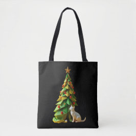 Papieren kerstkat tote bag
