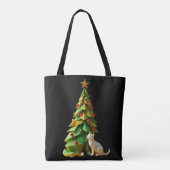 Papieren kerstkat tote bag (Achterkant)