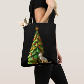 Papieren kerstkat tote bag (Dichtbij)