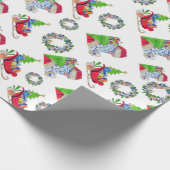 Papieren kerstman en slee inpakken cadeaupapier (Hoek)