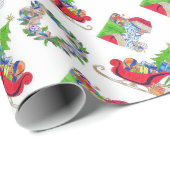 Papieren kerstman en slee inpakken cadeaupapier (Rol Hoek)