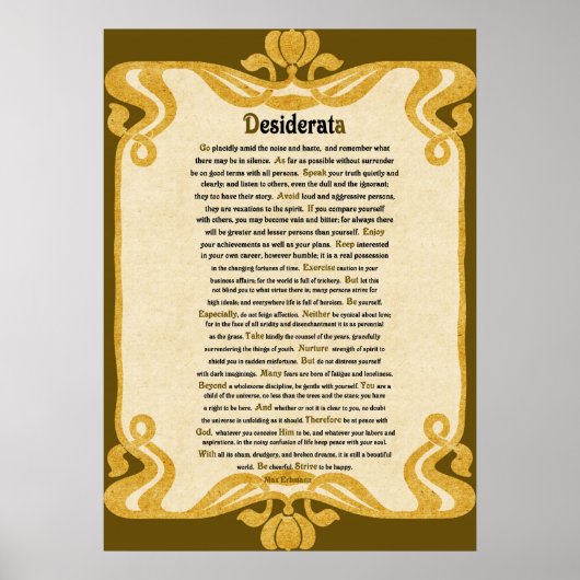 papieren kijk op Desiderata gedicht door Max Ehrm Poster (Voorkant)