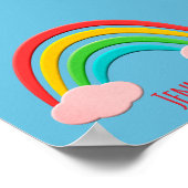 Papieren Knip Regenboog En Roze Wolken Poster (Hoek)
