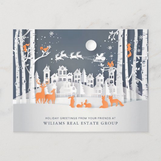 Papieren knippen kerstcadeautje Bedrijfsgroet Briefkaart (Voorkant)