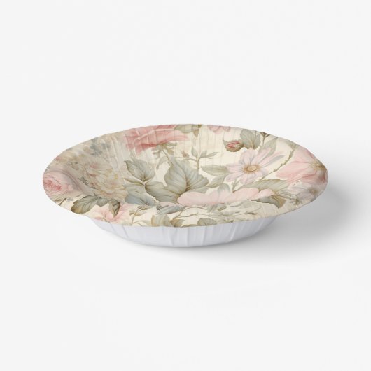 Papieren kom met roze bloemen (Gebogen)