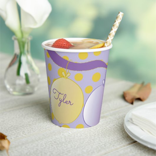 Papieren kopjes "Baby Golden Footprint" 8 oz. Bekers (Insitu)