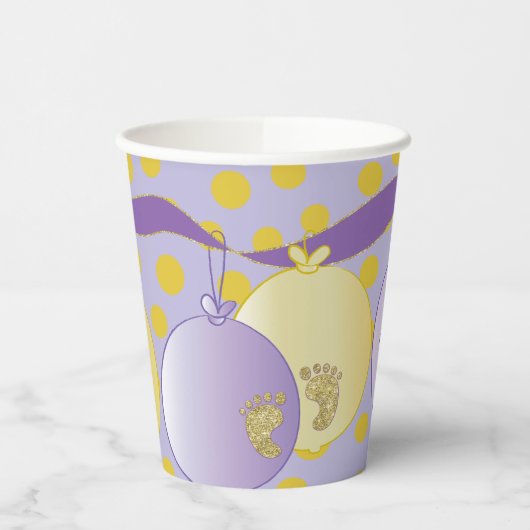 Papieren kopjes "Baby Golden Footprint" 8 oz. Papieren Bekers (Links)