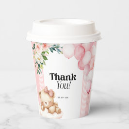 Papieren kopjes Baby shower dank u roze meisje Bee Bekers