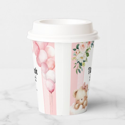 Papieren kopjes Baby shower dank u roze meisje Bee Papieren Bekers (Rechts)