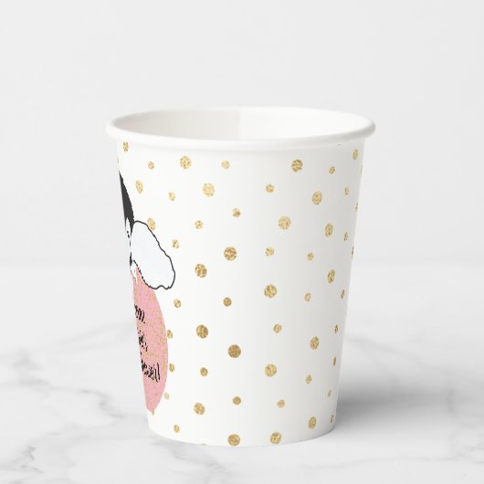 Papieren kopjes baby shower "Gold/roze pinguïn" 8  Papieren Bekers (Links)