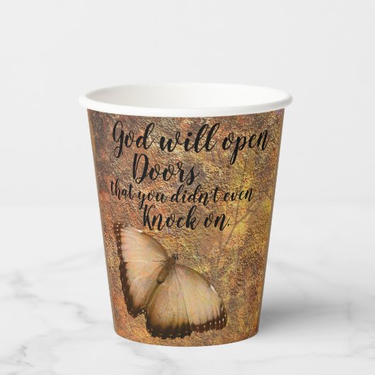 Papieren kopjes "God opent deuren" Religieuze Part Papieren Bekers (Voorkant)