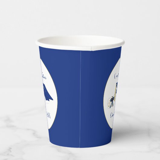 Papieren kopjes met blauw en wit formaat papieren bekers (Rechts)