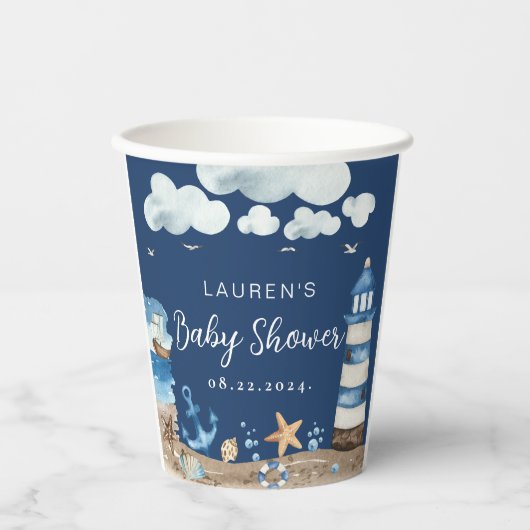 Papieren kopjes met eigen Baby shower Bekers (Voorkant)