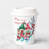 Papieren kopjes met prettige kerstcadeaus papieren bekers (Achterkant)