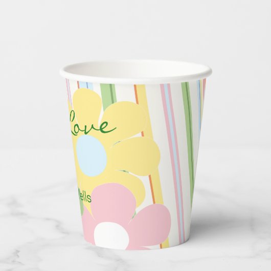 Papieren kopjes "Picnic Floral" 8 oz. Papieren Bekers (Achterkant)