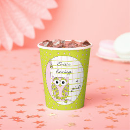 Papieren kopjes "roze/groene kieuwen" 8 oz. bekers