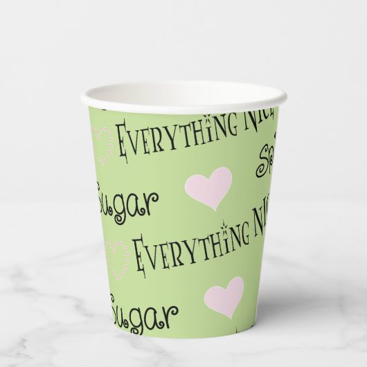 Papieren kopjes "Sugar and Spice" 8 oz. Papieren Bekers (Achterkant)