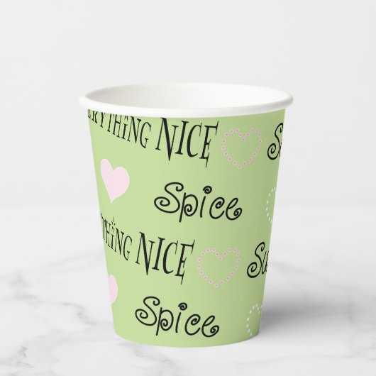 Papieren kopjes "Sugar and Spice" 8 oz. Papieren Bekers (Voorkant)