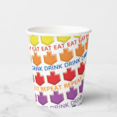 Papieren koppen "3D Dreidels" 8 oz. Bekers (Achterkant)