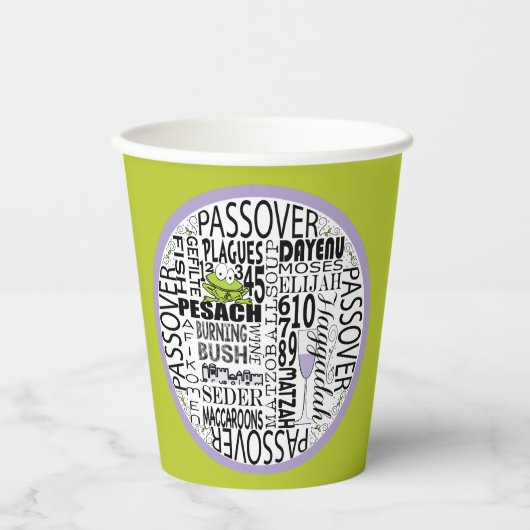 Papieren koppen "Dayenu en meer..." 8 oz. Papieren Bekers (Voorkant)