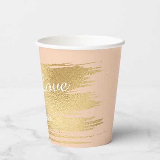 Papieren koppen "Klassieke Gold/Roze" 8 oz. Papieren Bekers (Achterkant)