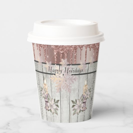 Papieren koppen met luiers 8 Kaarsen, sneeuwvlokke Papieren Bekers (Voorkant)