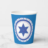 Papieren koppen "Passover Paars/Blue Star" 8 oz. Papieren Bekers (Voorkant)