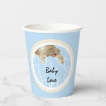 Papieren koppen van baby shower "Turtle Tan/Blue" 