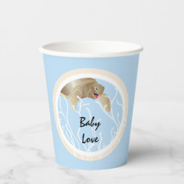 Papieren koppen van baby shower "Turtle Tan/Blue"  Bekers
