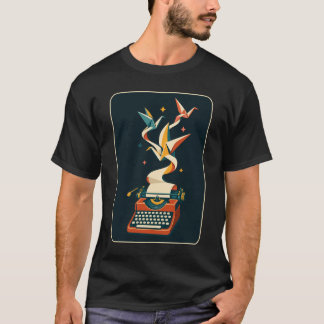 Papieren Kraan Typemachine Retro T-Shirt