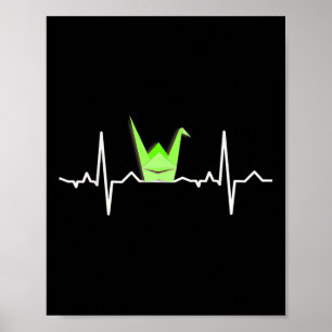 Papieren kraanorigami, hartslag ECG Pulse Shirt Poster