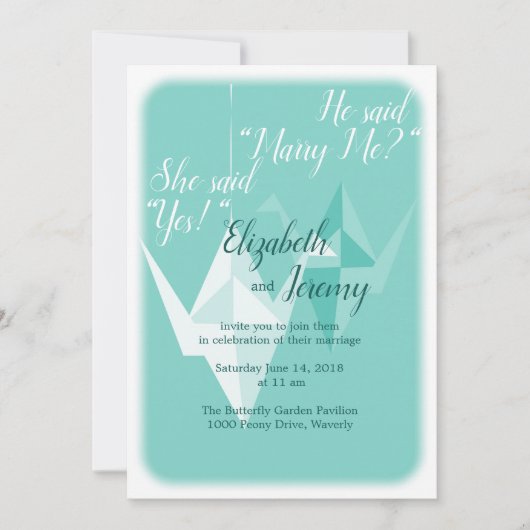 Papieren kraanuitnodiging kaart (Voorkant)