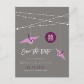 Papieren kranen Zen Fairy Lights Foto opslaan van  Aankondigingskaart (Voorkant)