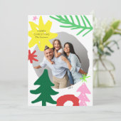 Papieren Kutouts Abstracte kerstfotokaart Feestdagenkaart (Staand voorkant)