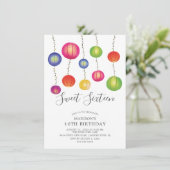 Papieren Lantaarn Sweet Sixteen Verjaardag Uitnodi Kaart (Staand voorkant)