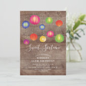 Papieren Lantaarn Sweet Sixteen Verjaardag Uitnodi Kaart (Staand voorkant)