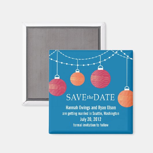Papieren lantaarnbruiloft sparen de datum magneet (Voorkant / Achterkant)